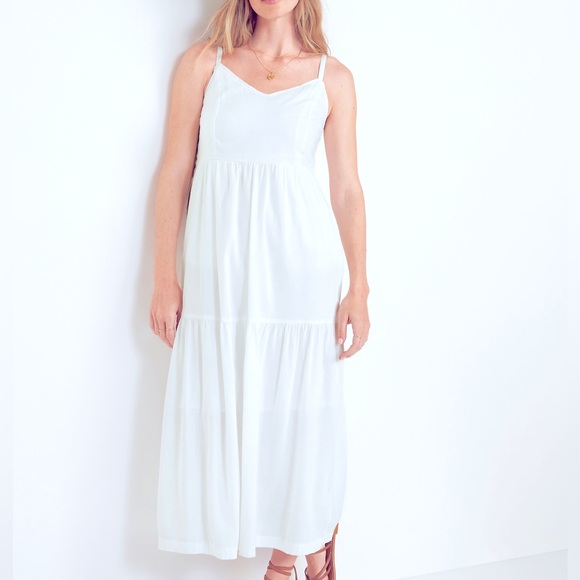 Old Navy Dresses & Skirts - Old Navy 100% Cotton white maxi dress CAMI style lined w/adjustable straps LARGE